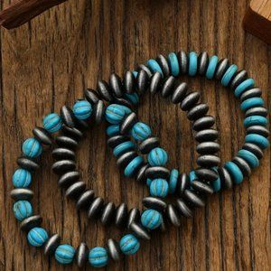 3pcs/Set Vintage Western Faux Navajo Pearl Beaded Bracelet